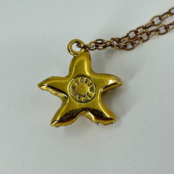 J. Crew Necklace Starfish Rhinestones Gold Tone Estate Costume Beach Ocean - Picture 10 of 10